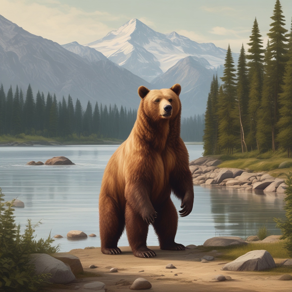 A bear standing near the riverside