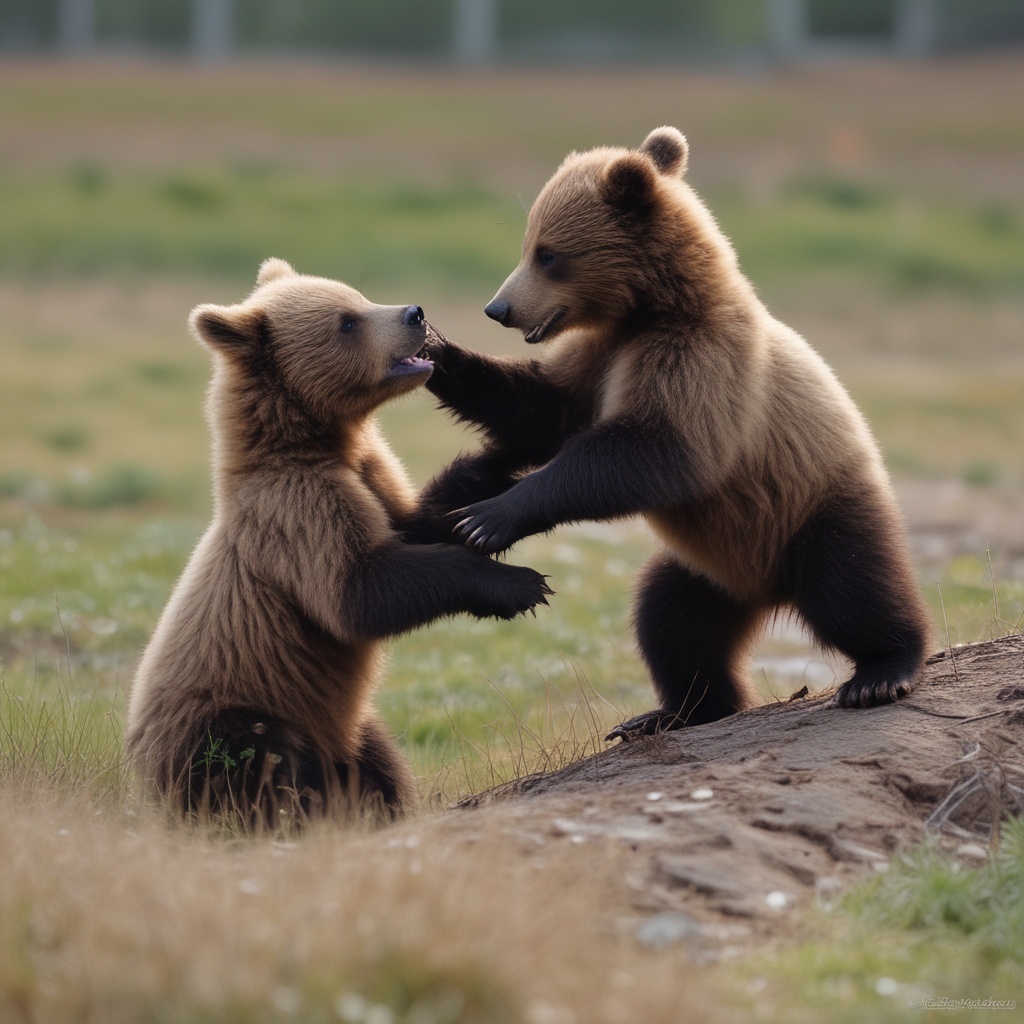 Bear cubs playing